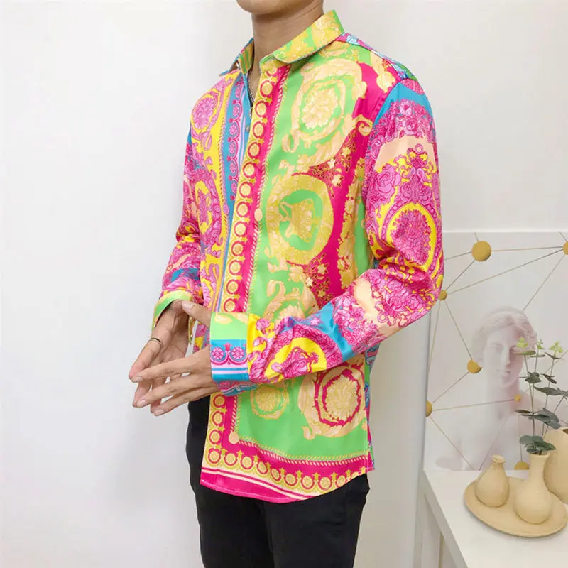 New Baroque Shirt Men Women Long Sleeve Floral Shirt Luxury Crown Chemise Homme Casual Slim Fit Wedding Banquet Prom Fancy Shirt New Baroque Shirt Men Women Long Sleeve Floral Shirt Luxury Crown Chemise Homme Casual Slim Fit Wedding Banquet Prom Fancy Shirt