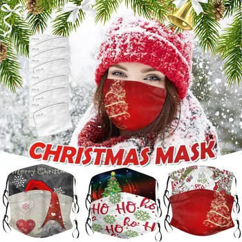 

6PCS Christmas Print Breathable Multi-Purpose Cover Reuse Adult Mask Cubrebocas Cloth Mouth Mask Washable Mouth Cover