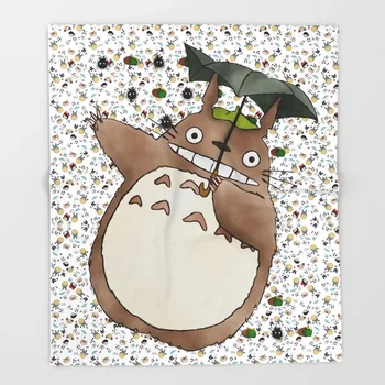 

Nordic Throw Cartoon Totoro Blanket For Couch Hiking Picnic Thick Quilt Fashionable Bedspread Anime Fleece Throw Blanket
