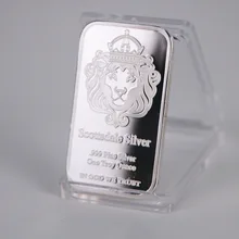 

Lion Face Crown Badge Square Silver-plated Commemorative Coin Crafts Collection Silver Plated Bar Home Decoration