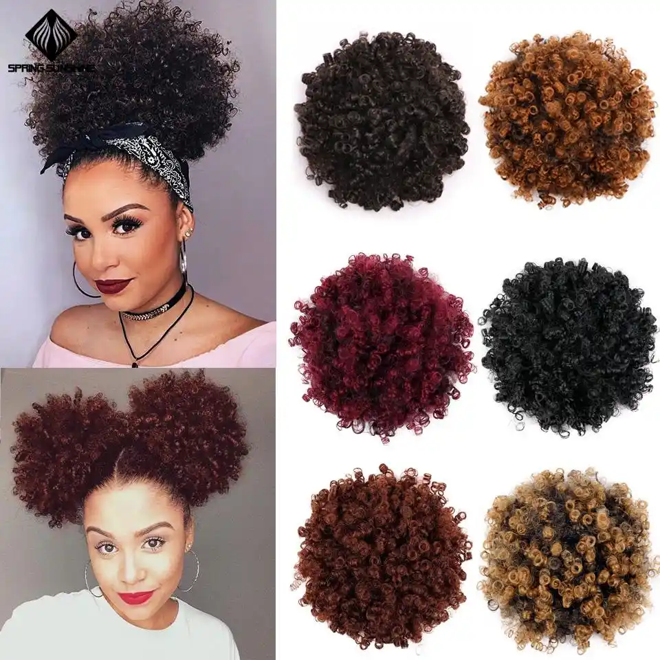 Spring Sunshine Ponytail Puff Afro Curly Hair Bun High Drawstring