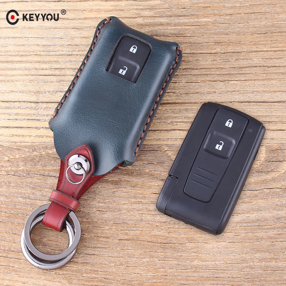 Кожаный чехол для ключей KEYYOU для автомобильного ключа чехол для Toyota Prius Corolla Verso Camry Замена карта смарт-ключа TOY43 чехол