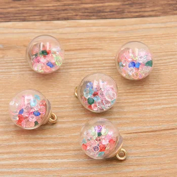 

10pcs 16mm Transparent Glass Ball Bead Charm Shiny Pendant With Box For Bracelet Necklace Jewelry Making DIY Earring Finding