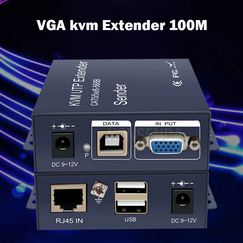 Extensor com Áudio Extensor sobre Cat5 Estéreo 100m Cat5e - 6 Cabo Nenhum Atraso & Perda Vídeo Transmissor 328ft Vga Usb Kvm - Image 3