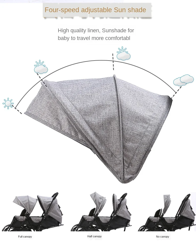 Double baby Stroller for Twins Omni-directional Wheels Half Lying Twin Baby Stroller Baby Double Jogging Stroller 360 Degree