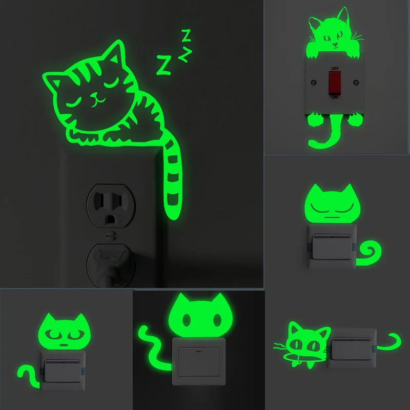 Animal unicorn lovely cat cover cartoon room decor 3D Silicone wall on-off switch light luminous wall outlet sticker
