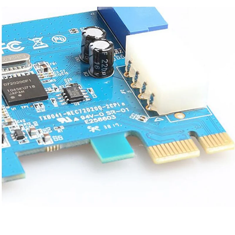 Высокое качество PCI-E расширение внешний на внутренний 20pin Заголовок карта PCI-E 4pin IDE разъем питания NEC720200 чип с 4P питания