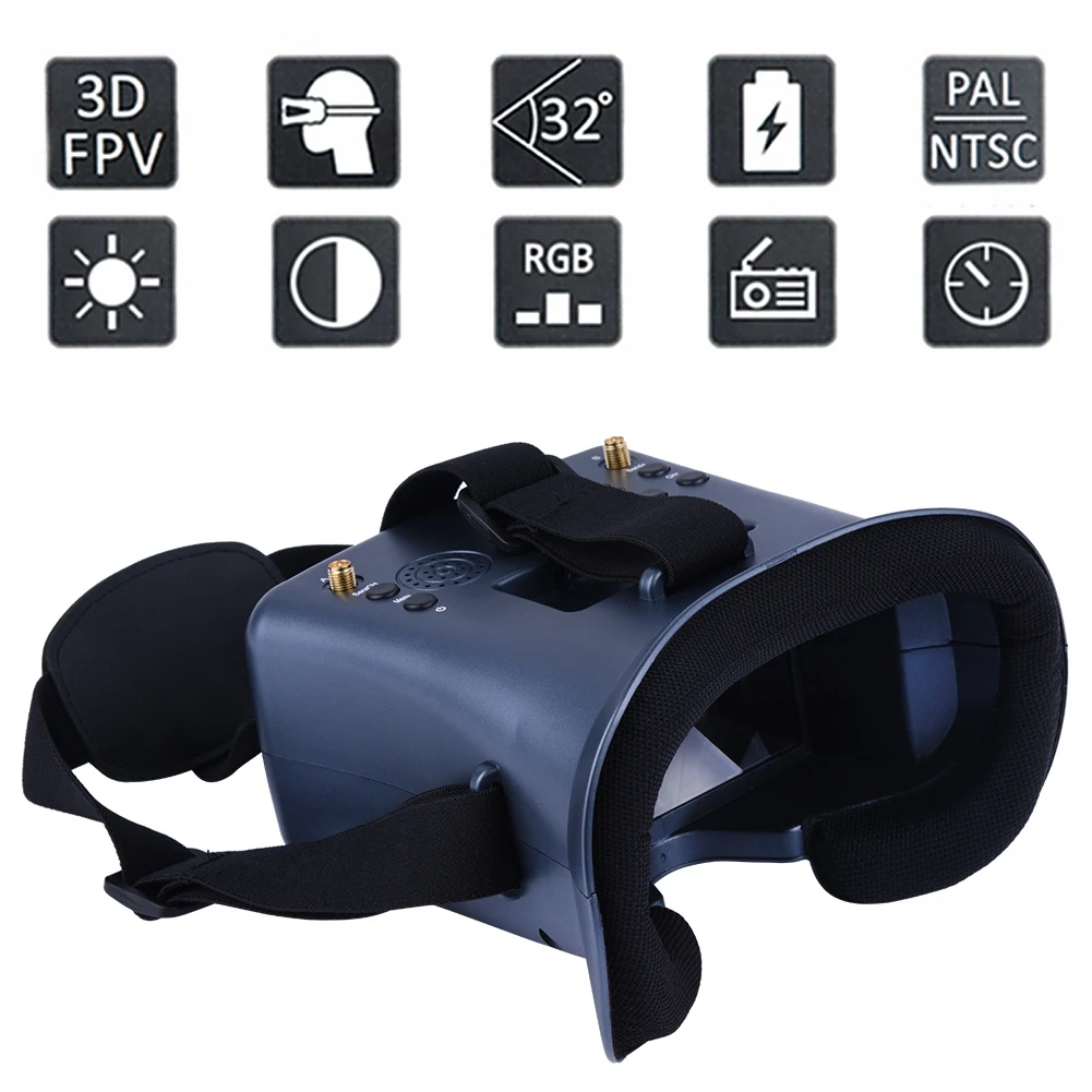 LS 008D 5 8G FPV Googles Vr очки 40CH с батареей 2000MA DVR разнообразие для RC модели|Дисплеи| |
