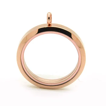 

10Pcs/lot 30mm Rose Gold Magnetic Floating Locket 316L Stainless Steel Glass Memory Lockrt Pendant