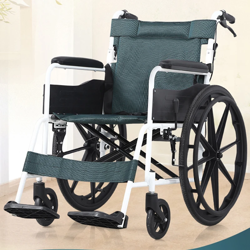 Wheelchairs For Elderly Leisure Wheelchair Black 22 Inch Solid Wheel PU Soft Armrest Manual Brake Wheelchair For Disabled