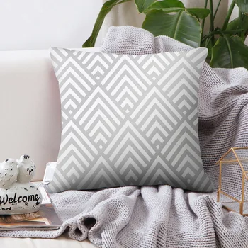 

Gray Striped Geometric Pillowcase Cushion Covers Home Bedroom Sofa Decorations Pillow Covers 45*45cm