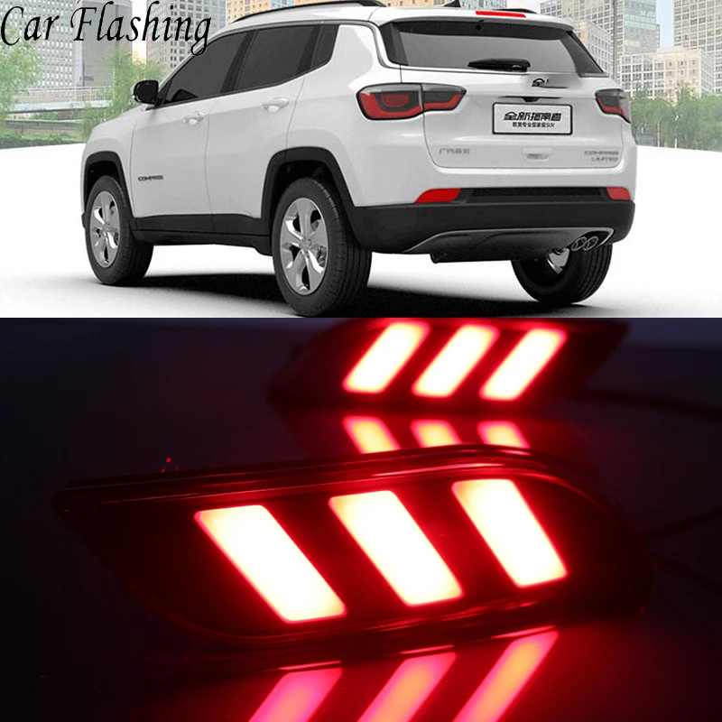 Car Flashing 1 Set LED Reflector For Jeep compass 2017 2018 2019 2020