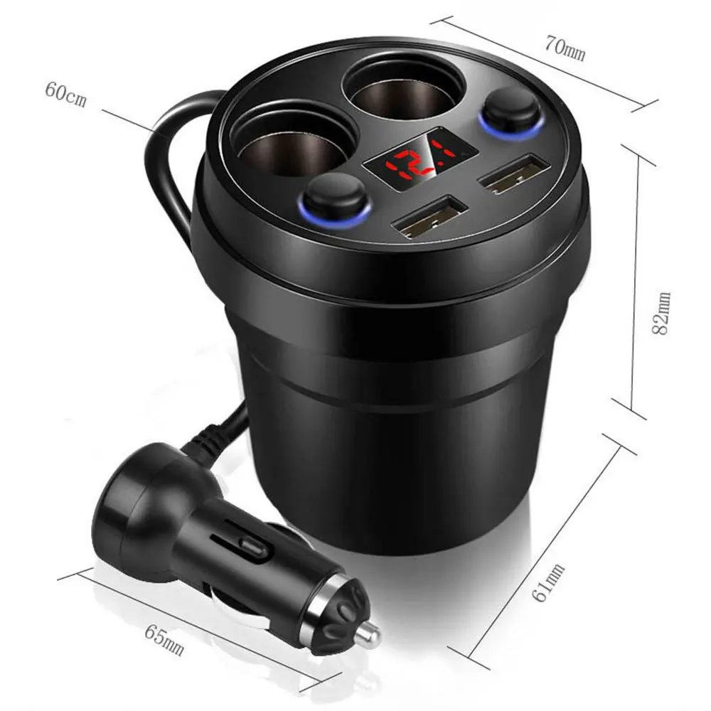 3.1A Dual Usb Car Charger Cup Charging Voltage Current Display Phone With 2 Cigarette Lighter Socket For Gps DVR Charge | Автомобили и