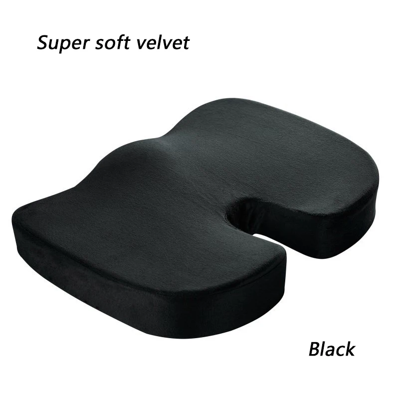 black plush U-образная подушка для копчика для стула, гелевая Подушка с эффектом памяти, подушка для сидения, поддержка сиденья, радикулит, задняя кость, облегчение боли, Подушка для офиса - Цвет: black plush