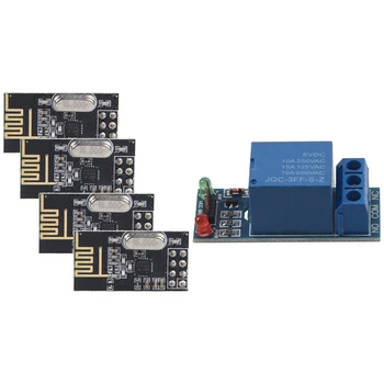 

4Pcs NRF24L01+ 2.4GHz Antenna Wireless Transceiver Module for Arduino New & 2PCS 1 Channel DC 5V Relay Switch Module
