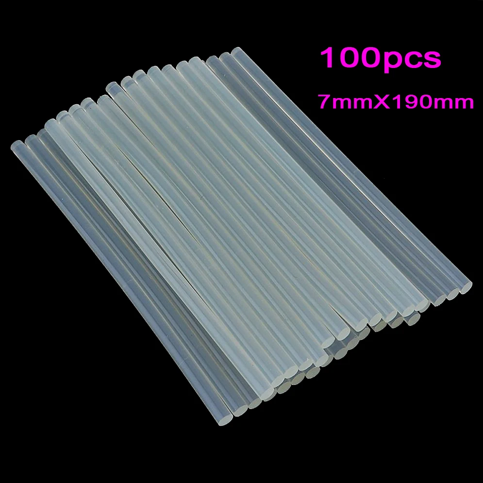 100pcs 7mmx190mm 50-100 шт./лот 7 мм x 190 мм термоплавкий пистолет клеевые палочки пистолет клей DIY Инструменты для термоплавкого клея пистолет ремонт сплава аксессуары - Цвет: 100pcs 7mmx190mm