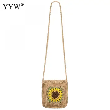 

New Woman Summer Fashion Crossbody Bag Lightweight Floral Korean Style Female Casual White Yellow Shoulder Bag For Beach Holiday