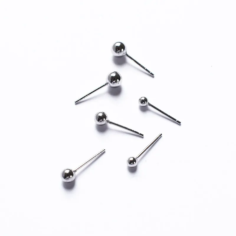 925 пробы серебряные круглые сережки с шаром для Для женщин крошечный бисер шпилька серьга модные для ушей серьги-гвоздики ювелирное изделие Pendientes