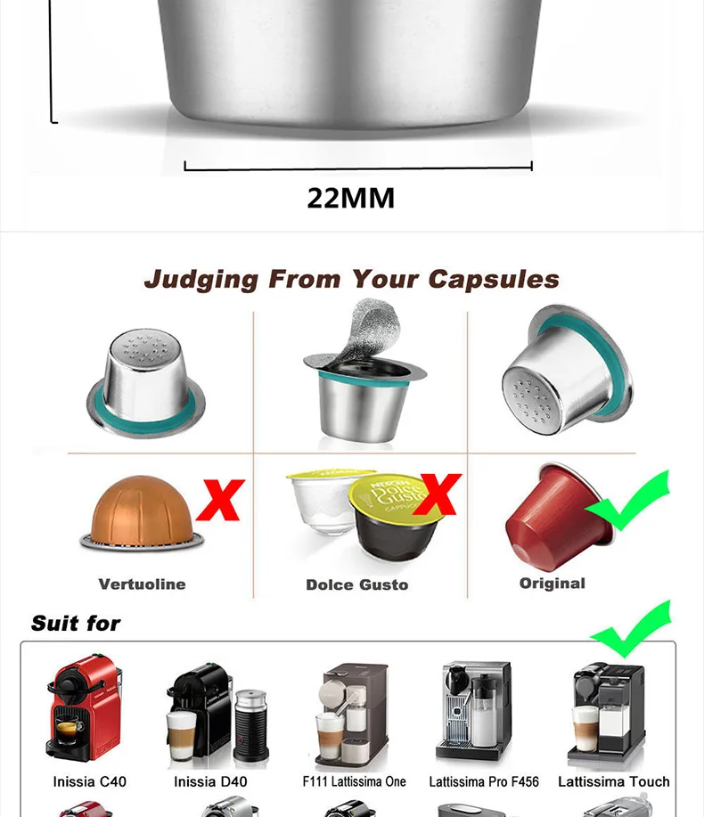 Металлический фильтр для кофе, многоразовый фильтр для капсул, Многоразовые Пакеты для кофе, бариста, инструменты, совместимые с nestle