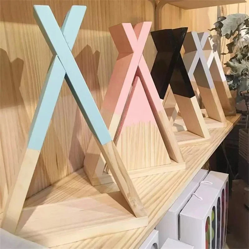 북유럽 보육원 목제 X 걸이식 보관 선반, 어린이 방 장식, 스스로 조립할 필요, 어린이 방 장식, 목재 선반 벽 랙