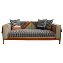 Minimalist Sofa Cushion Fabric Four Seasons Universal Light Luxury Houndstooth Four Seasons Non-slip Cushion Modern Sofa Cover