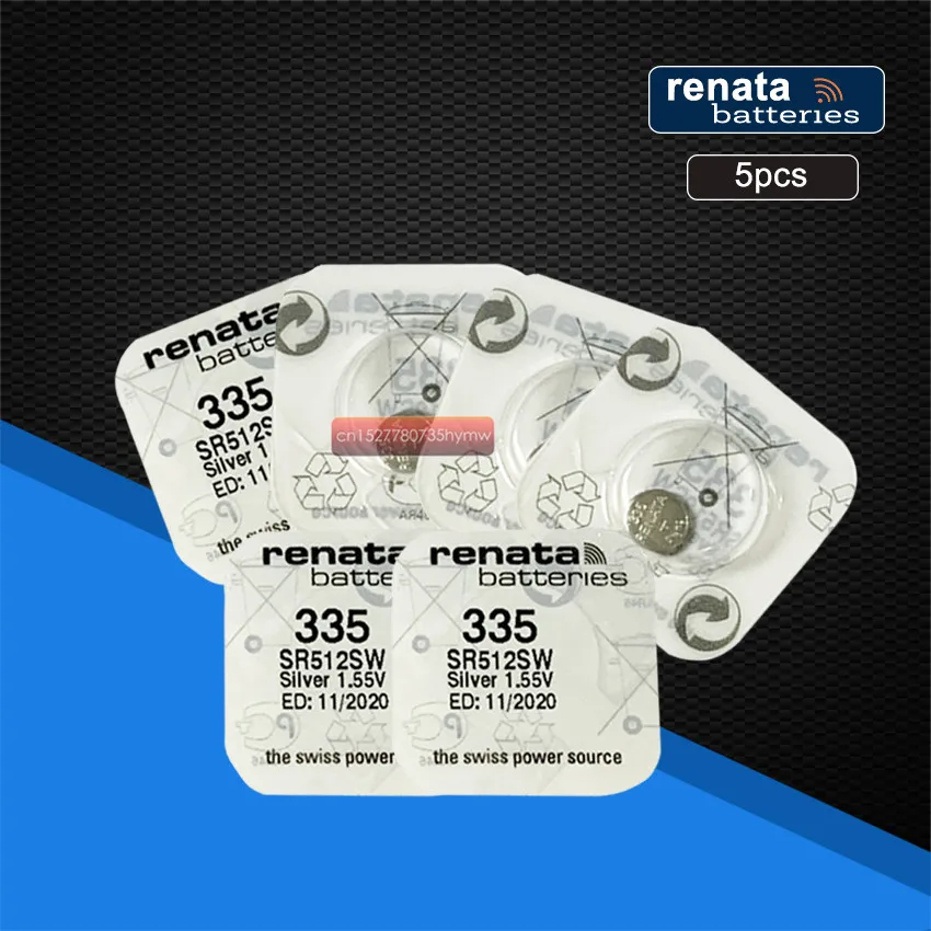 5 упаковок оригинальных аккумуляторов Renata Швейцарский аккумулятор 335 SR512SW 1 55 в