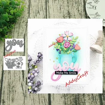 

Metal cutting dies Flower pot and you word cut die mold decoration Scrapbook paper craft knife mould blade punch stencils die