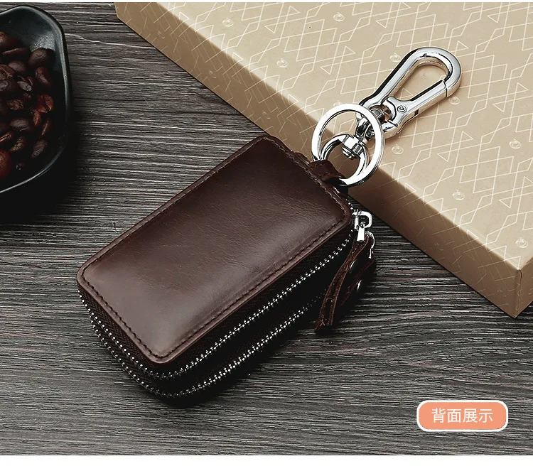 Retro multi-function household key bag men and women leather car key ring ring box female key wallet