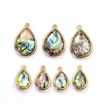 

2PCS Water Drop Abalone Shell Paper Pendant Necklace Colorful Charms Jewelry Collar Choker Bracelet Earring Making Accessories