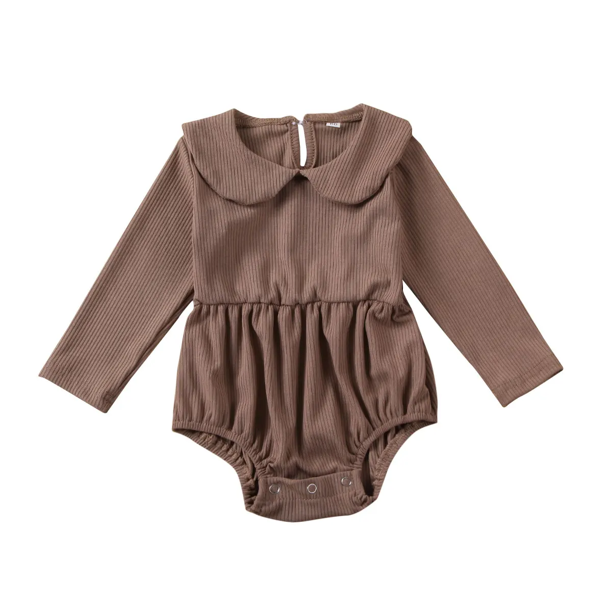 Весенне-осенняя одежда для малышей, комбинезон для новорожденных девочек и мальчиков «Питер Пэн Каллар», трикотажный комбинезон, зимняя однотонная одежда - Цвет: Coffee