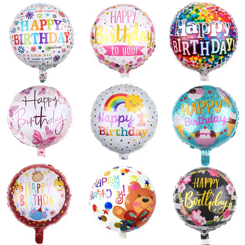 18’’ round happy birthday foil balloons birthday inflatable toy party decor—QY 