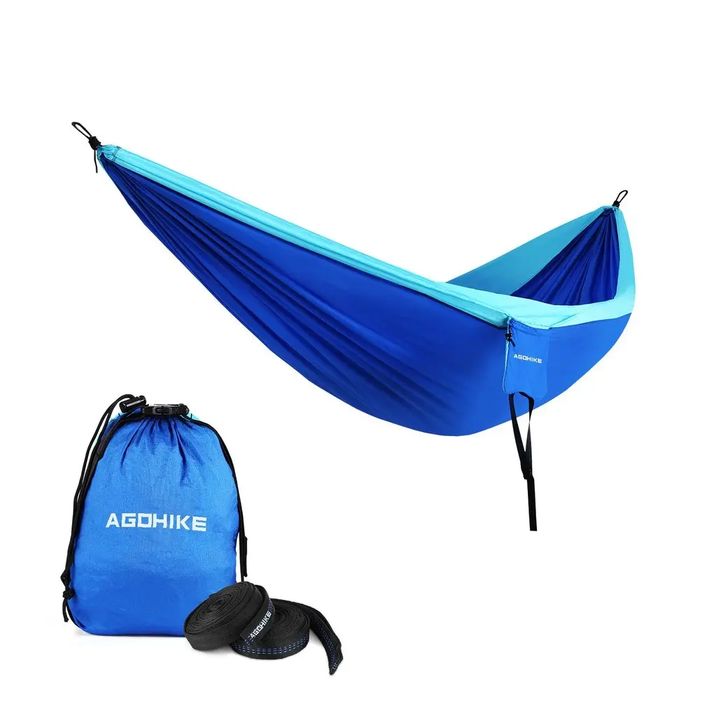 blue with blue Портативный отдых гамак-парашют нейлоновая ткань спальный качели гамак для отдыха на открытом воздухе пешего туризма Путешествия Пляж - Цвет: blue with blue