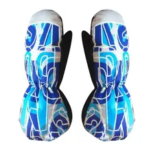 Новые детские лыжные перчатки с буквенным принтом, длинные водонепроницаемые ветрозащитные перчатки для холодной погоды