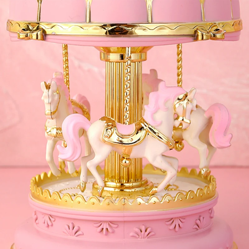 Деревянный LED карусель музыкальная шкатулка Карусель украшение светящаяся