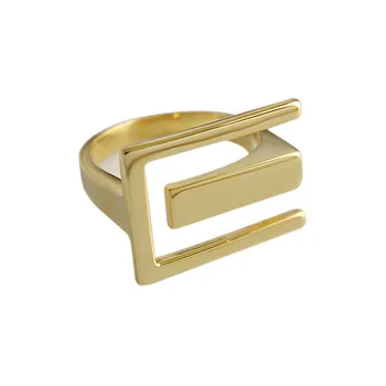 

JAECLNCY 925 Sterling Silver Ring Hyperbole Geometric Frame Ring Open 18k Gold Ring For Women Elegant Fine Jewelry Accessories