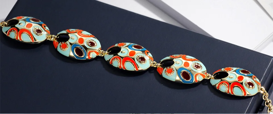 Neoglory этнические красочные эмалированные богемные подвеска Бохо обруч браслеты и браслеты для женщин винтажные модные украшения