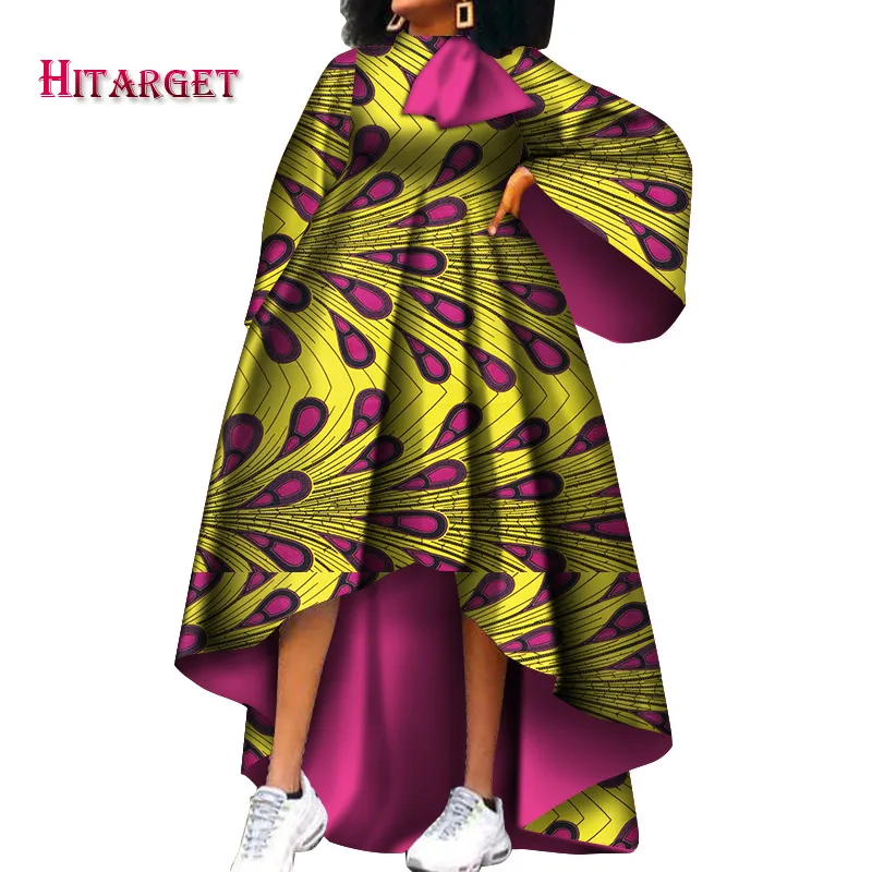 Hitarget Африканская Одежда Для Женщин Дашики повседневные африканские платья с принтом с бантом для вечерние/Свадебные африканские Базен ткань WY3942
