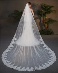 Long Wedding Veils White Ivory One Layer 3m Lace Bridal Veils 2020 Wedding Accessories In Stock for Bride Bridesmaid
