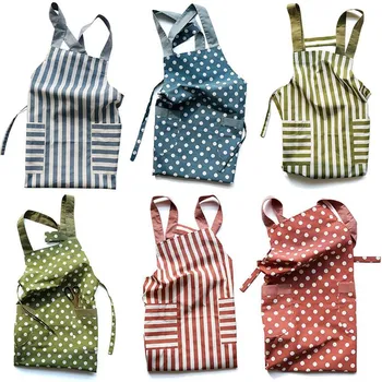 

Unisex Striped Dot Print Adjustable Halter Neck Home Kitchen Cooking Wear Aprons Restaurant BBQ Cafe Chef Work Aprons