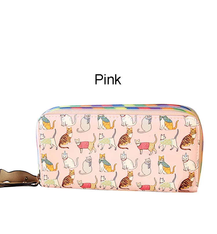 Женский модный милый кошелек с кошкой для женщин INS, маленькая сумка из искусственной кожи, многофункциональный Женский Длинный кошелек