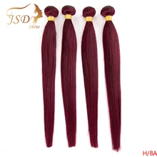 JSDShine, бразильские волосы, прямые, бордовые, 99J, красный цвет, натуральные кудрявые пучки волос, двойной уток, волосы для наращивания, 3/4 пряди, не Реми
