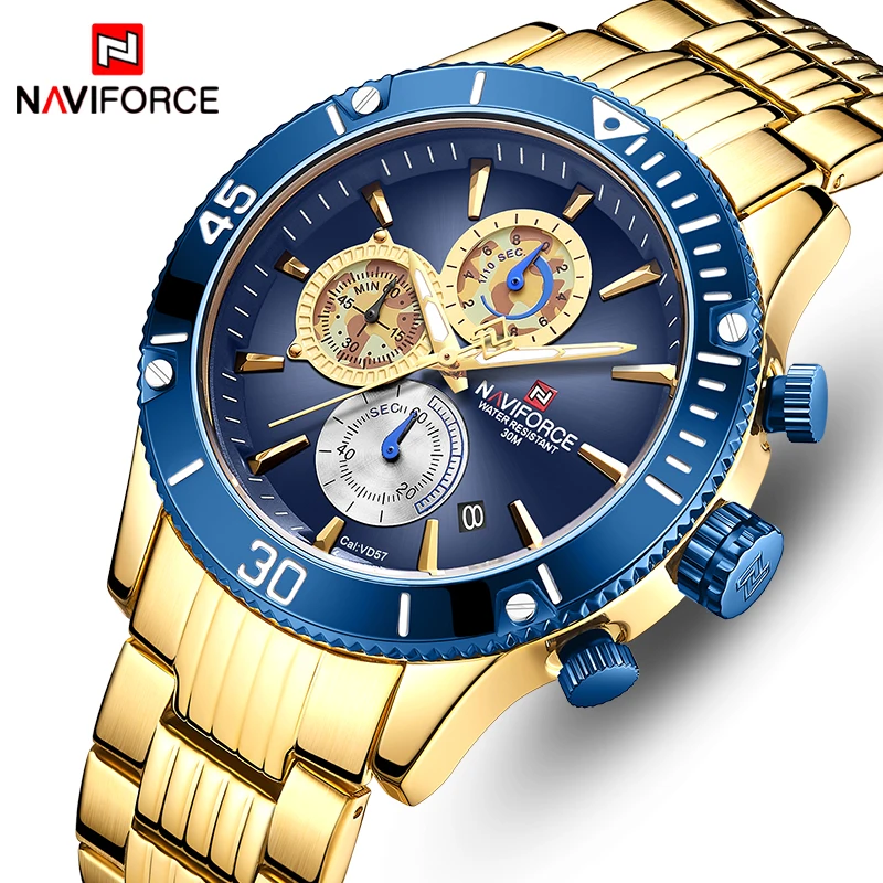 Часы наручные NAVIFORCE мужские водонепроницаемые брендовые Роскошные спортивные в