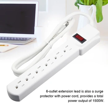 

Surge Protector Safe Durable Power Strip Portable Electrical Board Home Office Travel With 6 Outlet Practical Plug Sockets