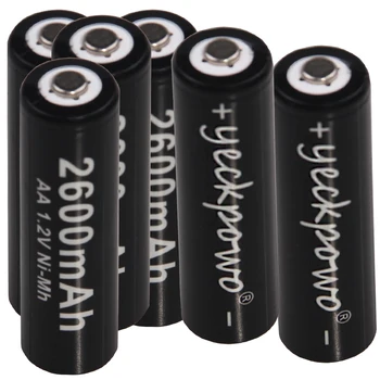 

yeckpowo AA Batteries 1.2V NI-MH 2A AA Rechargeable Battery Bateria akkumulator NIMH AA 2600mAh for flashlight for toys
