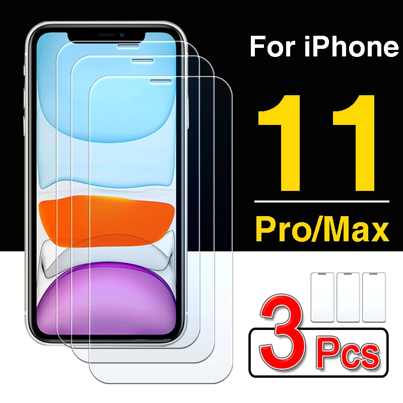 3 шт. бронированное Защитное стекло для Apple iphone 11 pro max закаленное 11pro 11promax защита