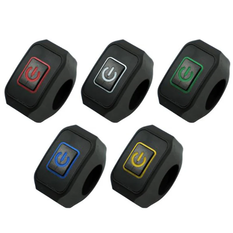 22mm 7/8'' Motorcycle Handlebar Switch Momentry Buttton For Electric Star Kill Waterproof Control Switch Button with LED light