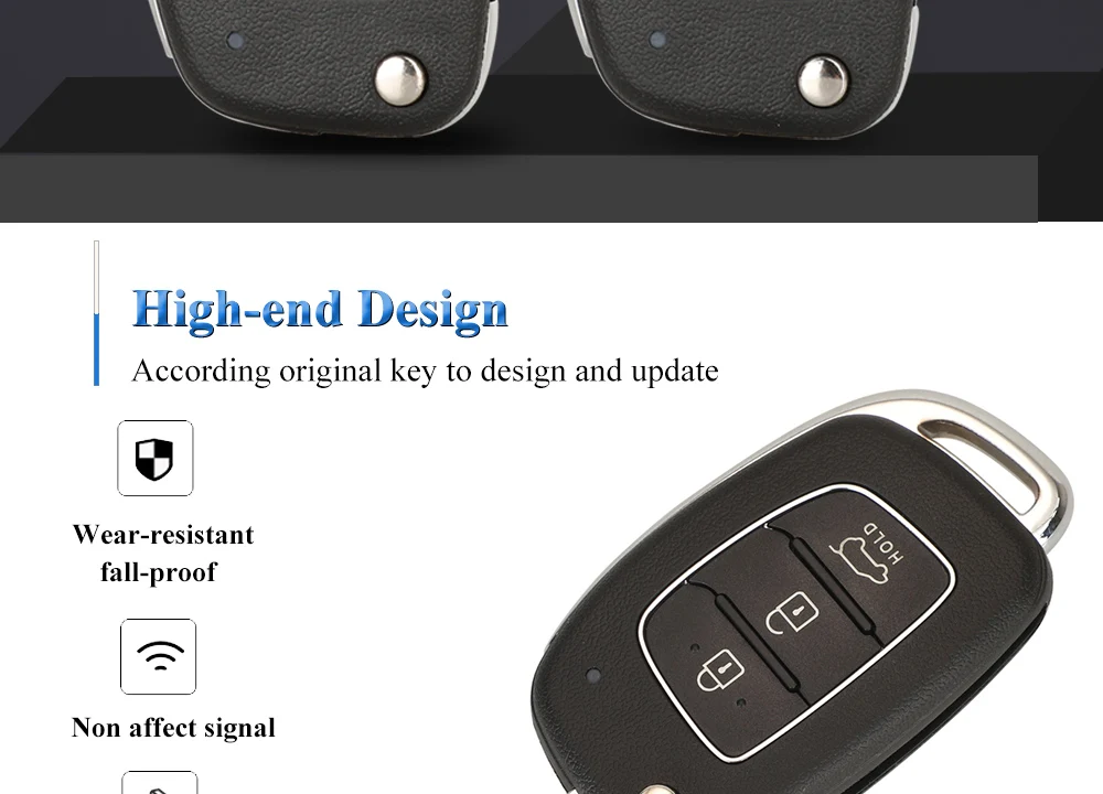 Keyforkess 10 pezzi Flip Shell chiave auto remota per Hyundai Santa Fe Creta Elantra Verna Solaris IX25 IX35 IX45 HB20 lama orizzontale - H4166d6de6d854ff29ce723489d172736b