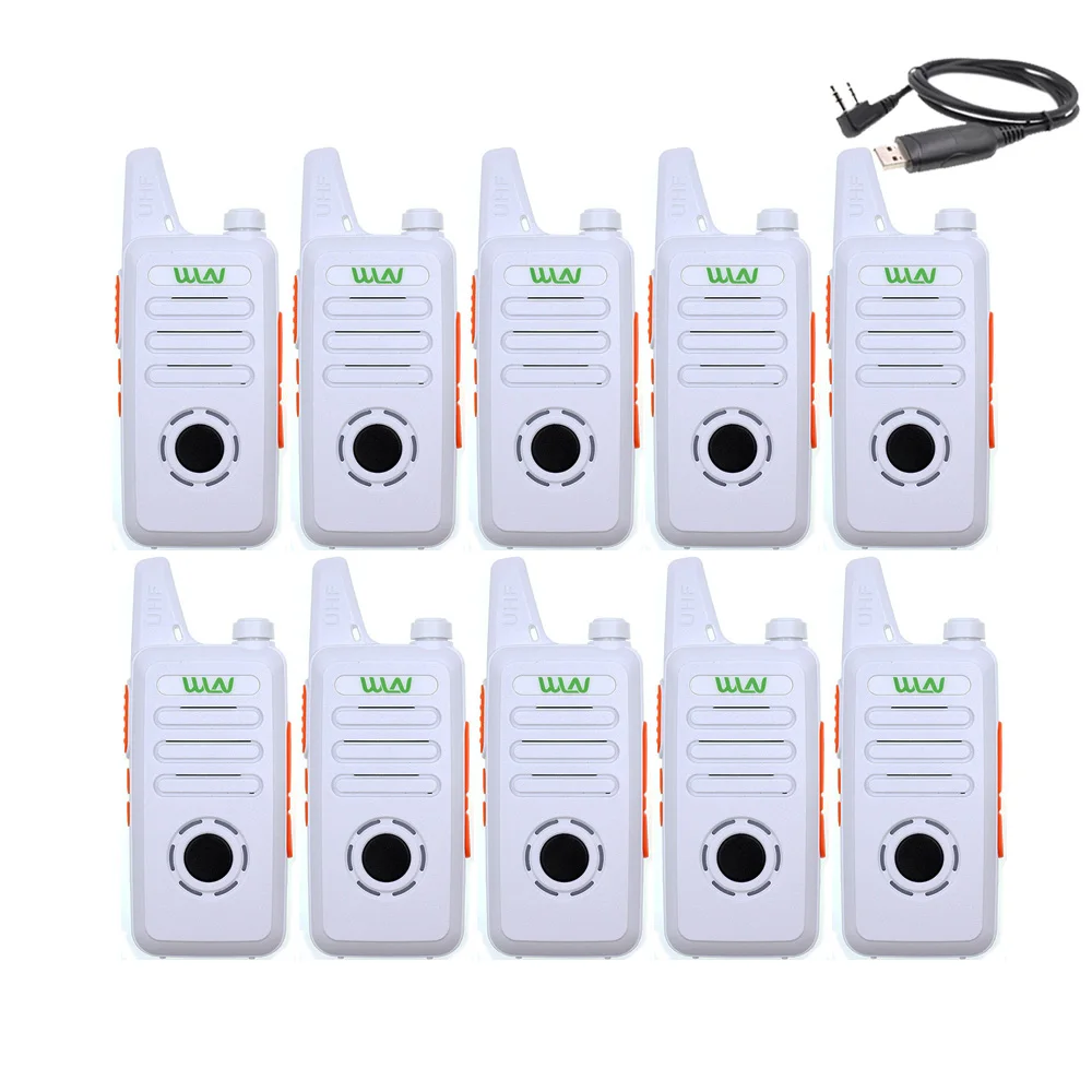 10 шт. Мини Портативный fm-приемопередатчик WLN KD-C1 plus Walkie Talkie 400-470 МГц двухсторонняя радиостанция - Цвет: White-10pcs