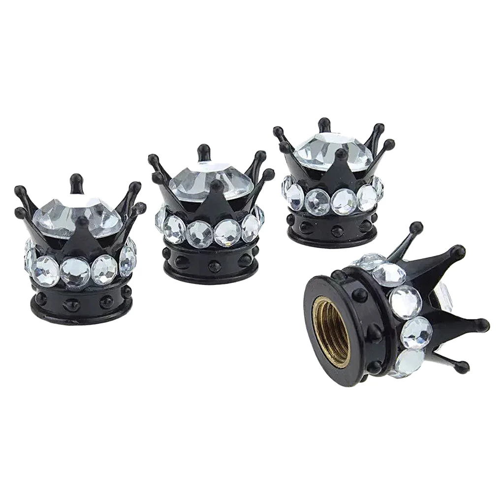 

4 Pack Valve Tire Stem Caps, Bling Chrome Air Cap Cover for Car Wheel - Crown Shap