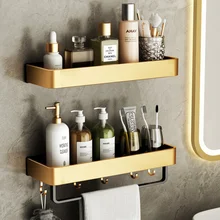 Luxury Bathroom Shelves Set Punch-Free Shower Storage Rack Toilet Organizer Shelf With Towel Rack Kitchen Bathroom Accessories
